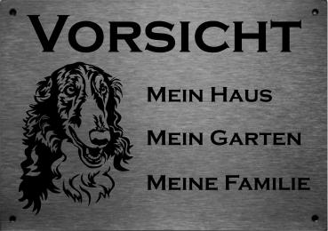 Edelstahl Warnschild Barsoi VORSICHT Mein Haus mein Garten meine Familie